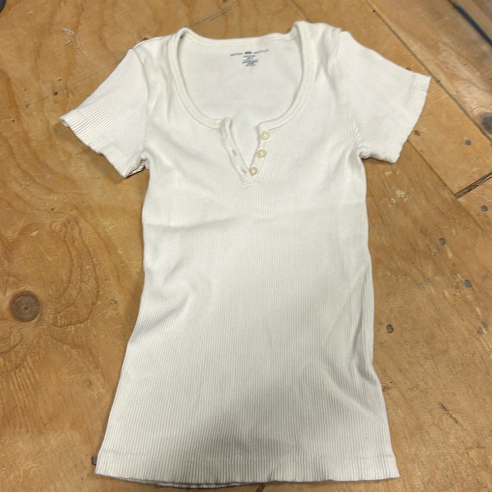 Brandy Melville short sleeve button accent top